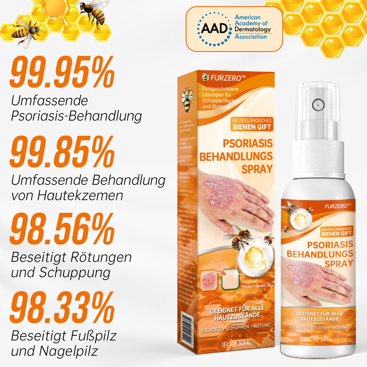 🔥Furzero™ Neuseeland Bienengift Psoriasis Behandlungsspray (Für alle Hautzustände geeignet)