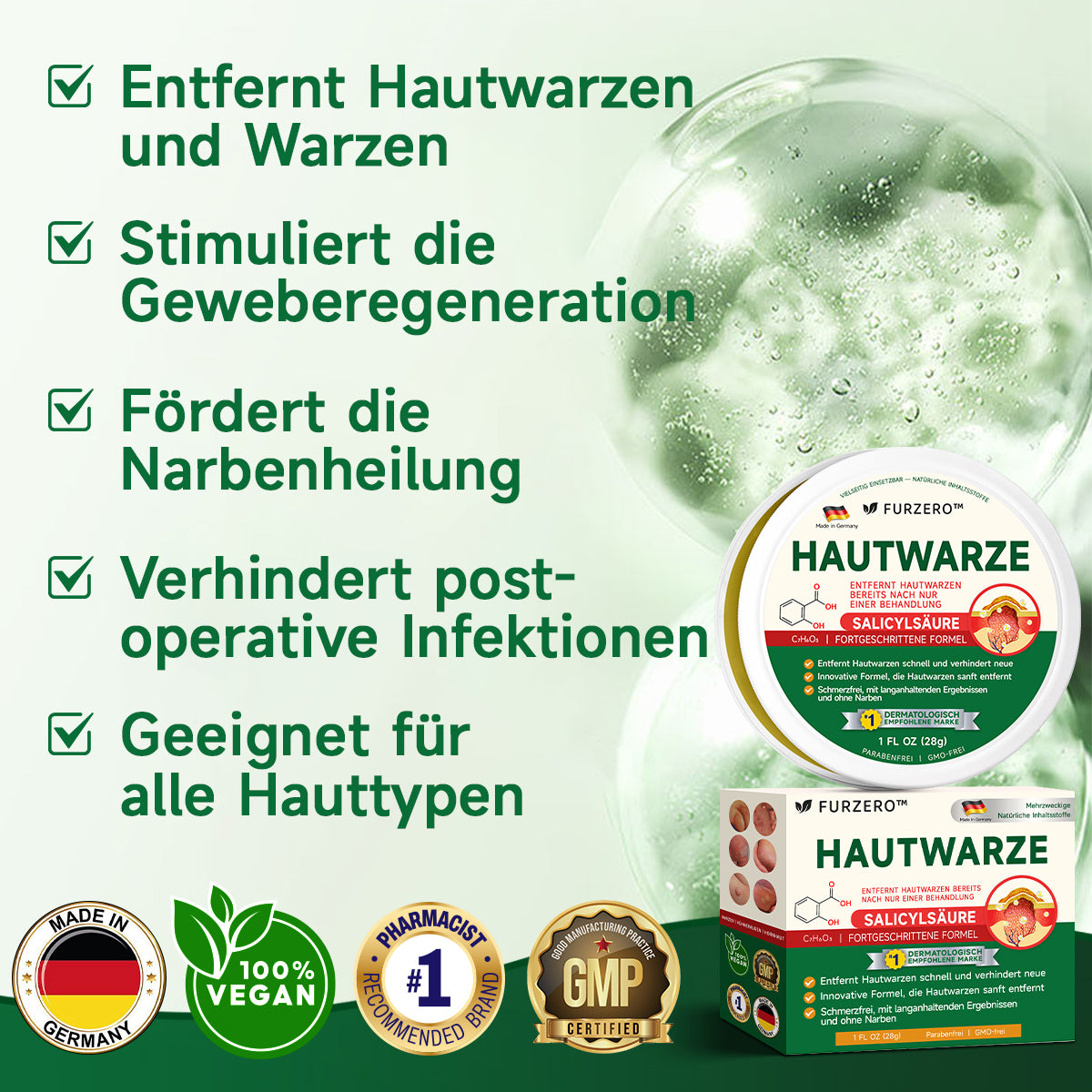 Furzero™ 20% Salicylsäure Hautbehandlungscreme ✔️ Dermatologisch geprüft ✔️ Sichere und schnell wirkende Formel ✔️ Hilft bei Warzen, Psoriasis, Ekzemen und mehr