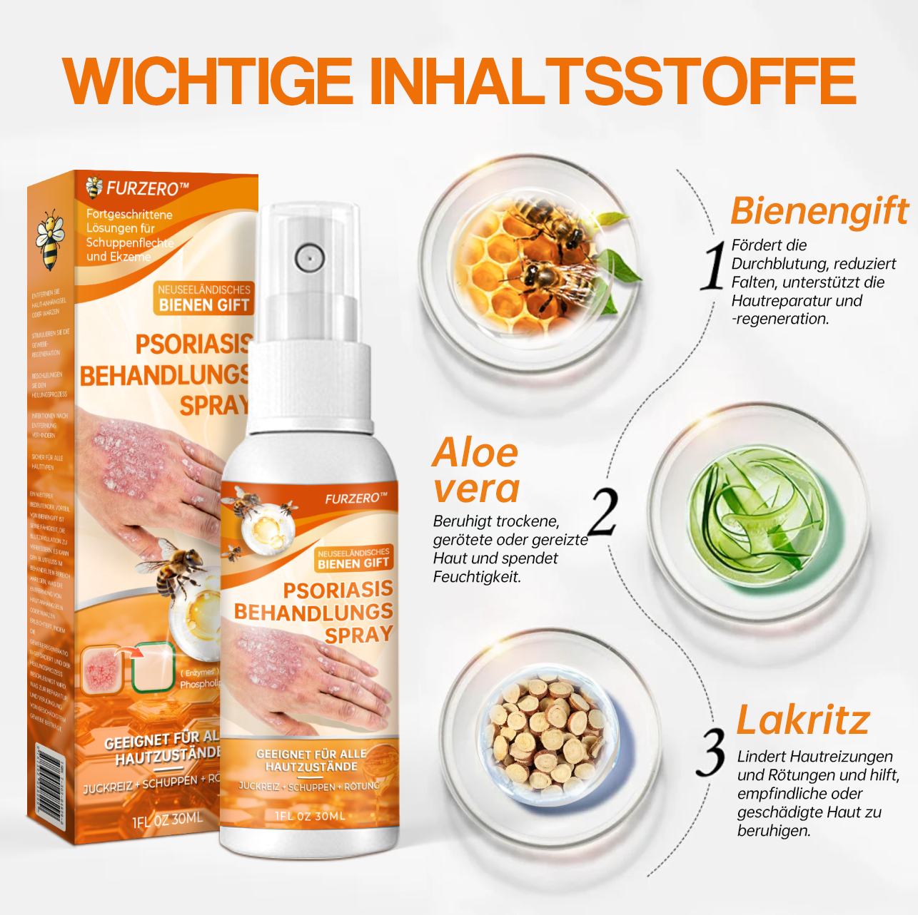 🔥Furzero™ Neuseeland Bienengift Psoriasis Behandlungsspray (Für alle Hautzustände geeignet)
