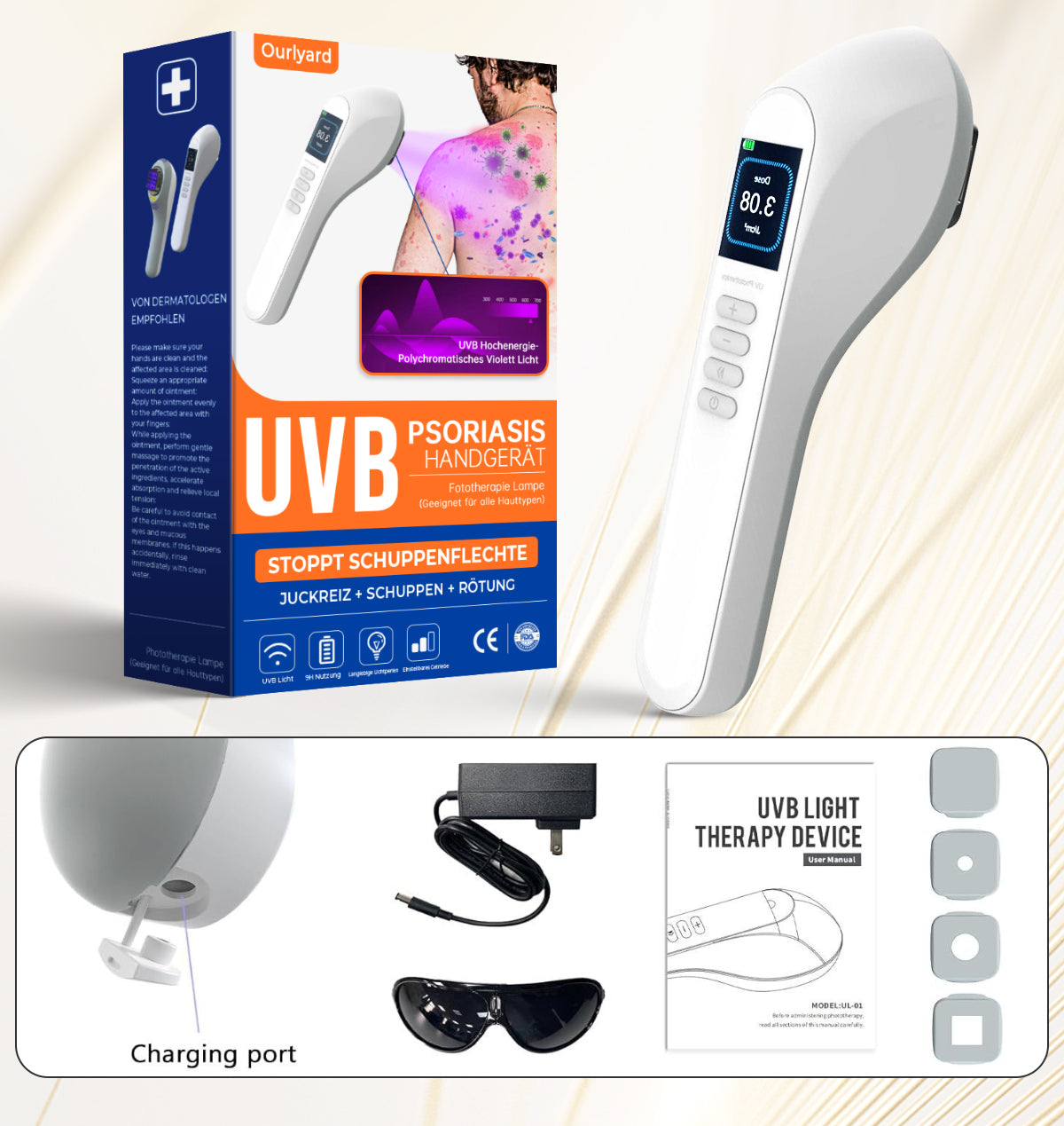 Ourlyard™ Psoriasis-Handgerät-UVB-Phototherapielampe (geeignet für alle Hauttypen)