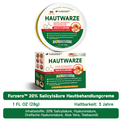 🌱Furzero™ 20% Salicylsäure Hautbehandlungscreme ✔️ Dermatologisch geprüft ✔️ Sichere und schnell wirkende Formel ✔️ Hilft bei Warzen, Psoriasis, Ekzemen und mehr