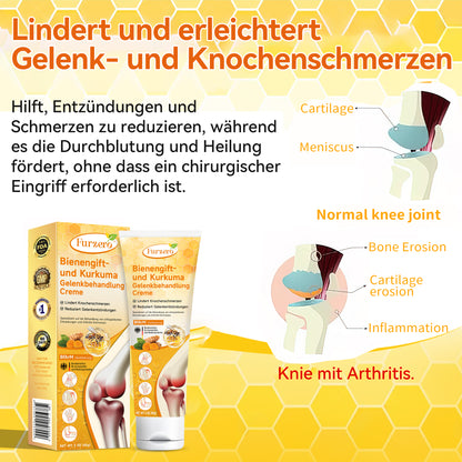 🌿👩‍⚕️Furzero™ Bienengift- und Kurkuma-Gelenkbehandlung-Creme (Spezialisiert auf die Linderung von orthopädischen Beschwerden und Arthritisschmerzen)