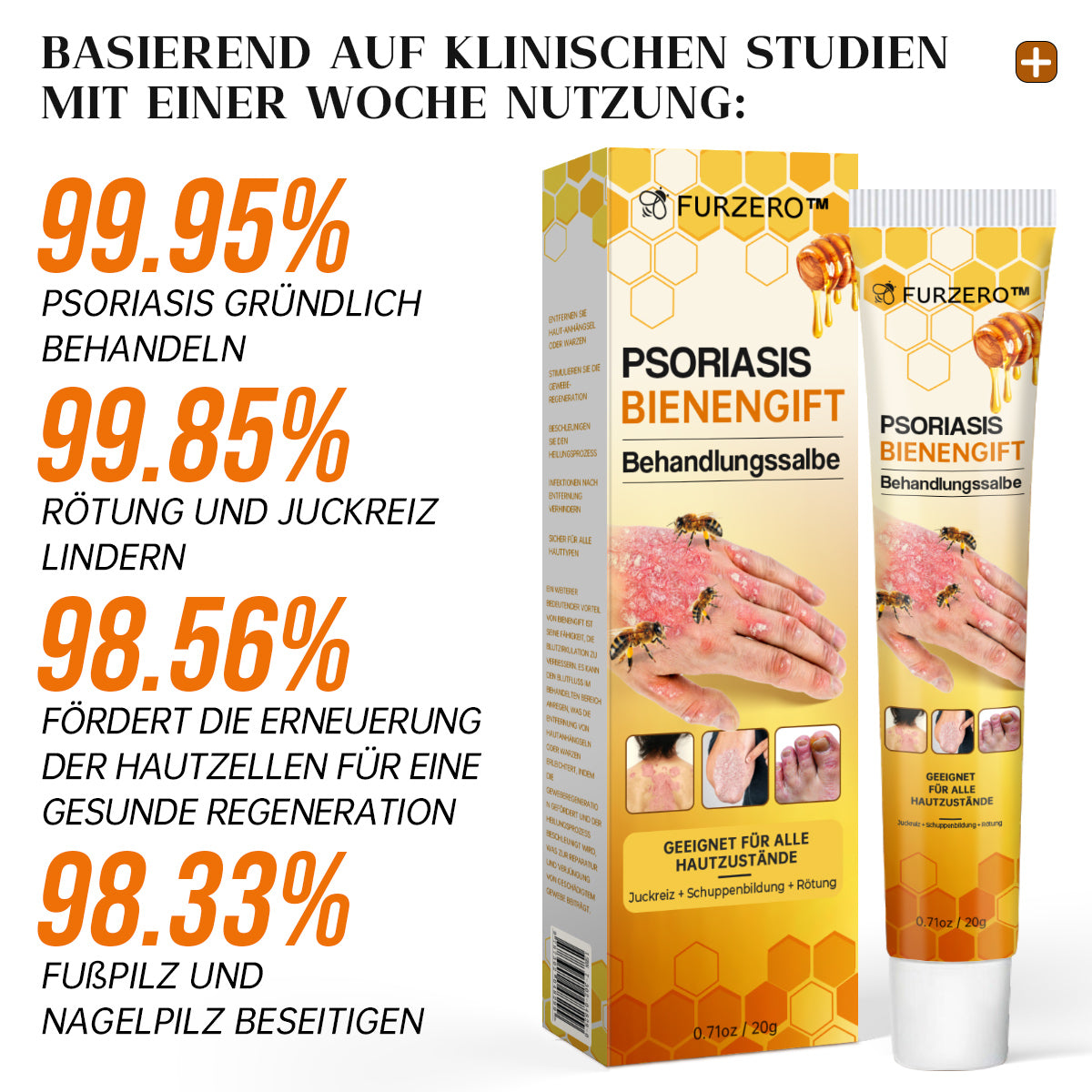 🐝🐝Furzero™ Neuseeland Bienengift Psoriasis-Behandlungscreme (Geeignet für alle Hautbedingungen)