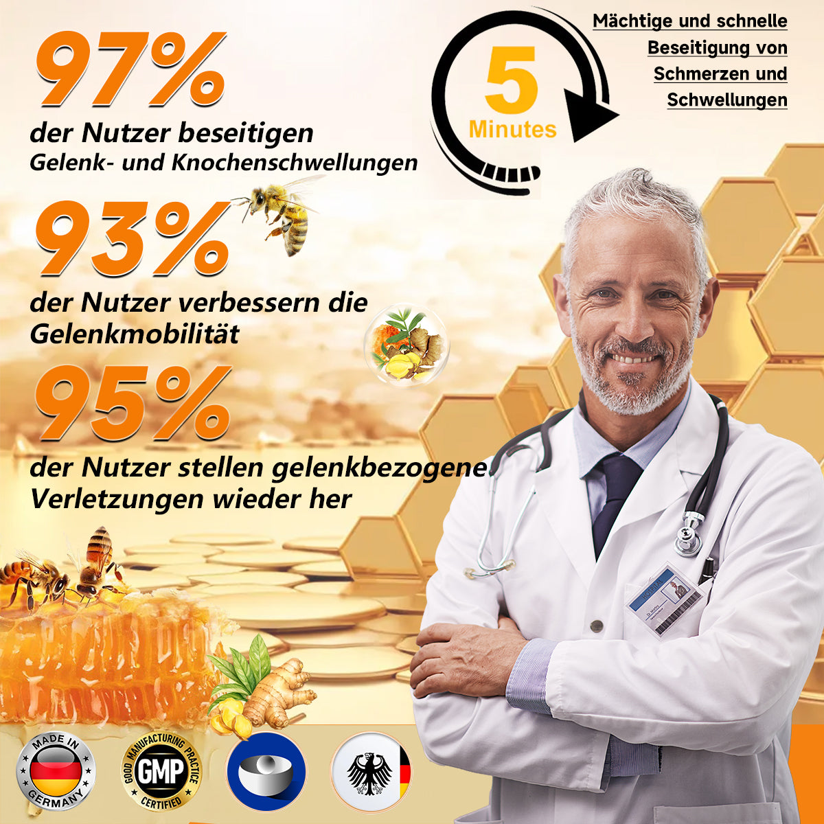 👩‍⚕️✅Furzero™ Bienengift- und Kurkuma-Gelenk- und Knochenschmerzlinderungscreme (Spezialisiert auf Gelenk- und Arthritisbeschwerden & empfohlen von der AAOS)