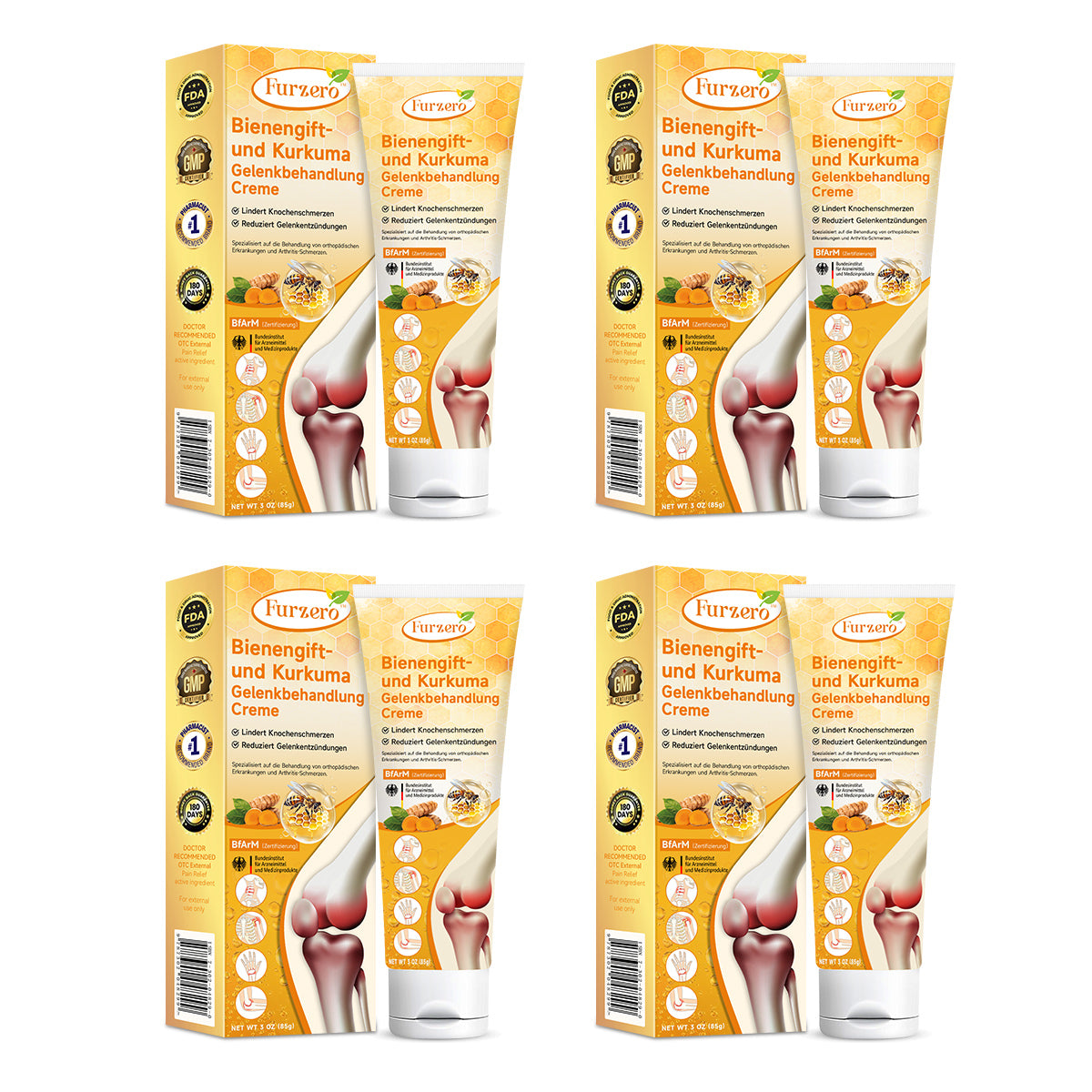 👩‍⚕️🌿Furzero™ Bienengift- und Kurkuma-Gelenkbehandlung-Creme (Spezialisiert auf die Linderung von orthopädischen Beschwerden und Arthritisschmerzen)