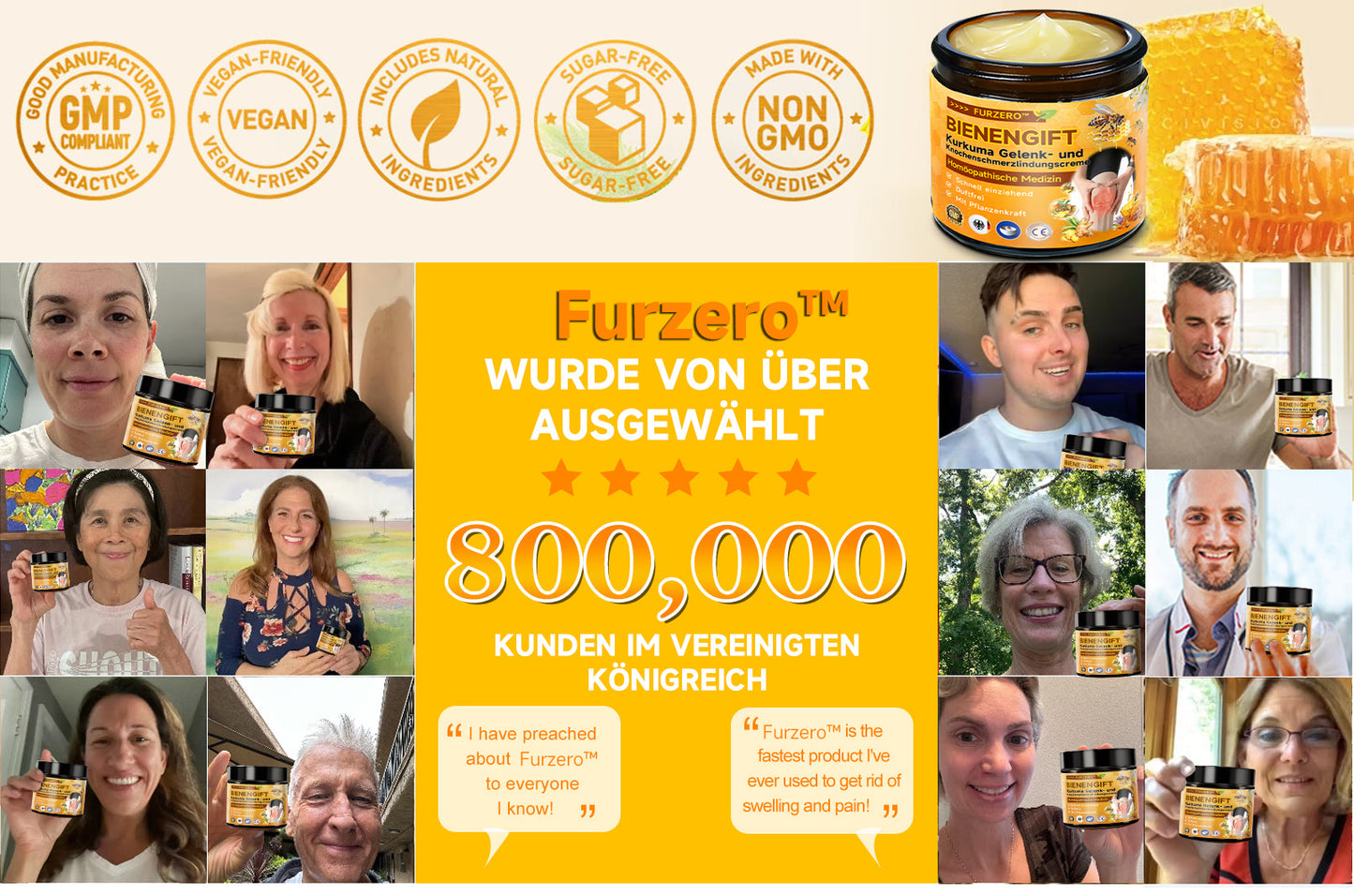 🌿🌿Furzero™ Bienengift- und Kurkuma-Gelenk- und Knochenschmerzlinderungscreme (Spezialisiert auf Gelenk- und Arthritisbeschwerden & empfohlen von der AAOS)