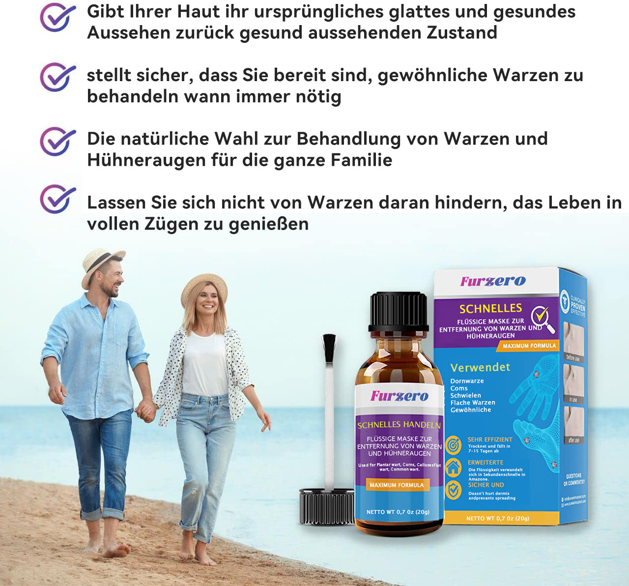 Furzero™ Leistungsstarke Flüssigmaske zur Entfernung von Warzen und Hühneraugen